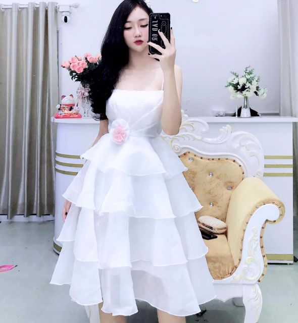 Đầm tầng 2 dây_hàng thiết kế cao cấp