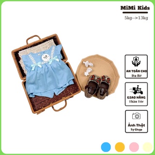 Bộ đũi lạnh cho bé gái mềm mát đính nơ công chúa 7-15kg - B035