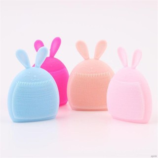 (Hàng Mới Về) Dụng Cụ Rửa Mặt Silicone Hình Tai Thỏ