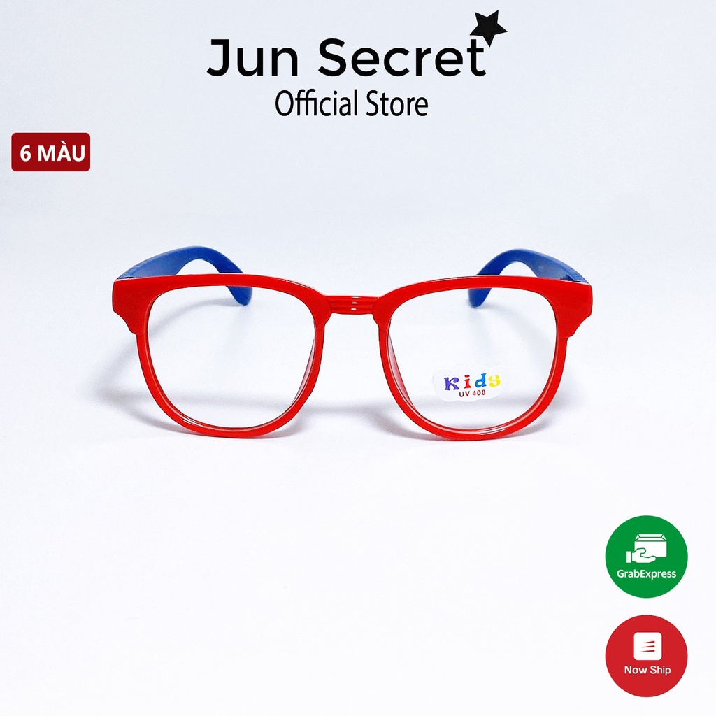 Kính mát trẻ em Jun Secret gọng nhựa, tròng kính dáng vuông đơn giản đáng yêu dành cho bé trai và bé gái JS58A10