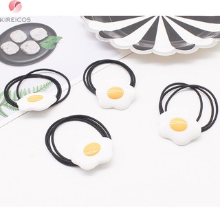 Set 5 Dây Cột Tóc Hình Trứng Ốp La Màu Đen