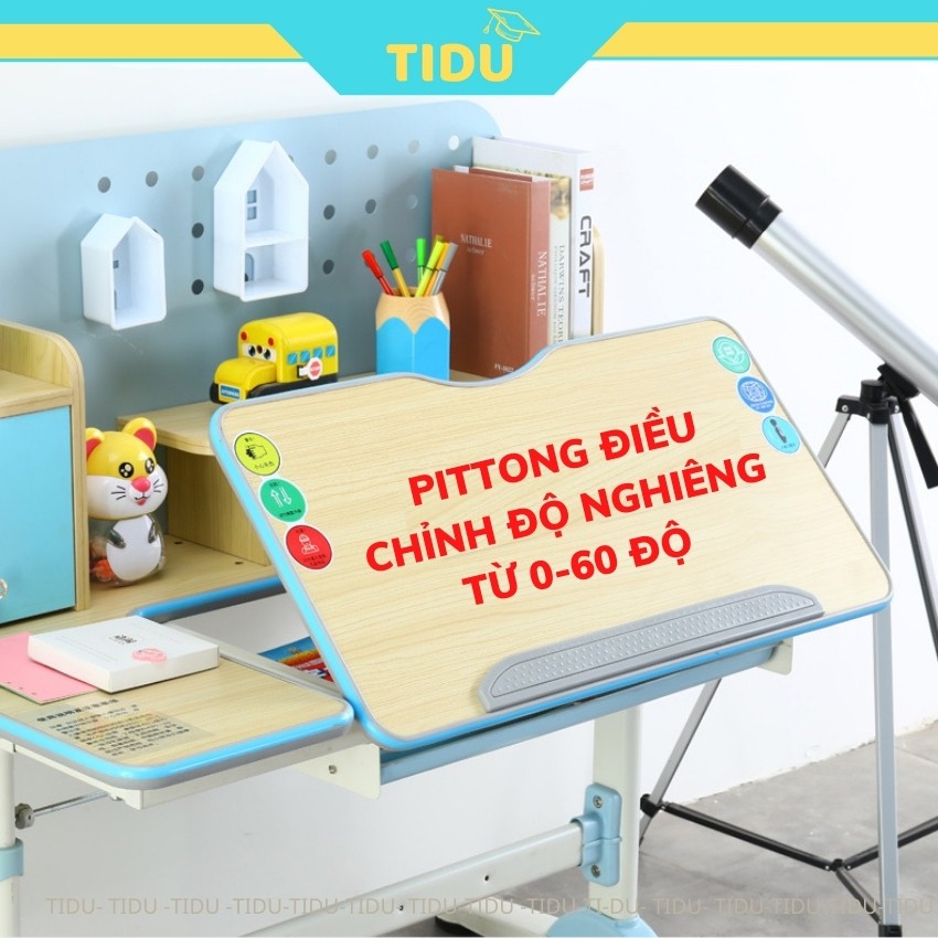 bộ bàn ghế học sinh chống gù chống cận Tidu S6 bàn học thông minh cho trẻ em kích thước 60x95cm