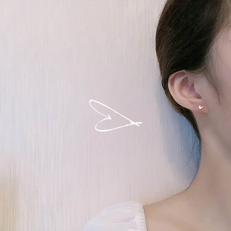 Bông tai mạ bạc 925 hình trái tim đơn giản cho nữ