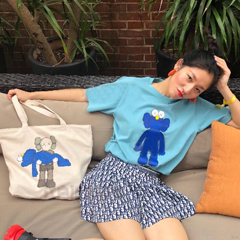 Áo thun cặp in hình hoạt hình Sesame Street kaws Joint new