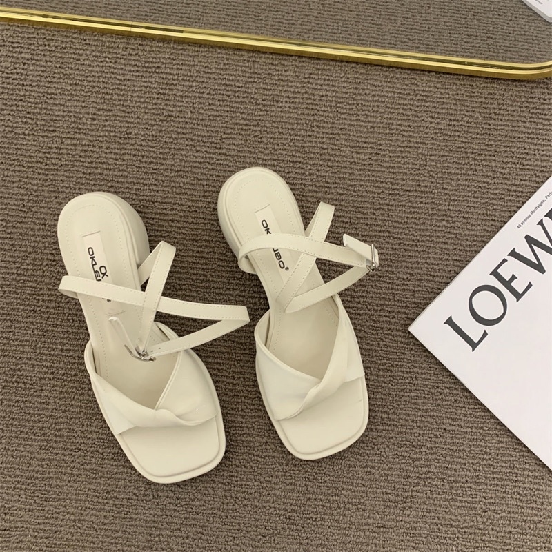 Giày Sandal Cao Gót Cài Khóa Đính Nơ Phong Cách Thời Trang Hàn Quốc Hàng Mới Dành Cho Nữ 2022