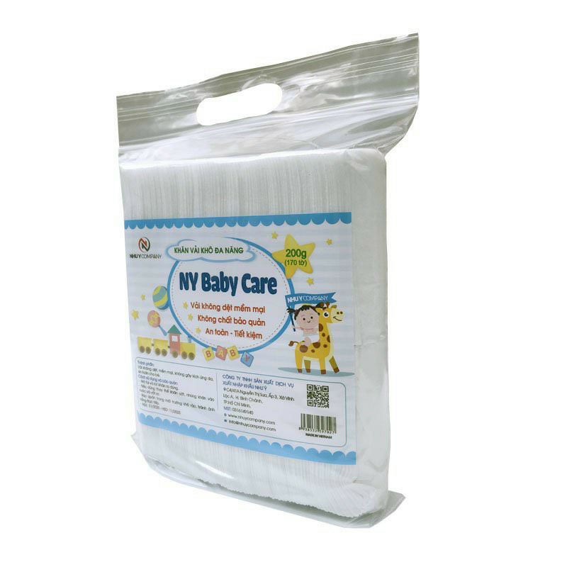 KHĂN VẢI KHÔ ĐA NĂNG NHƯ Ý BABY CARE, 1 TÚI 170 TỜ, 200GR