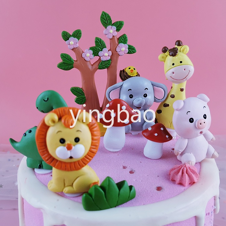 Phụ Kiện Trang Trí Bánh Kem Hình Động Vật Dễ Thương Cho Bé