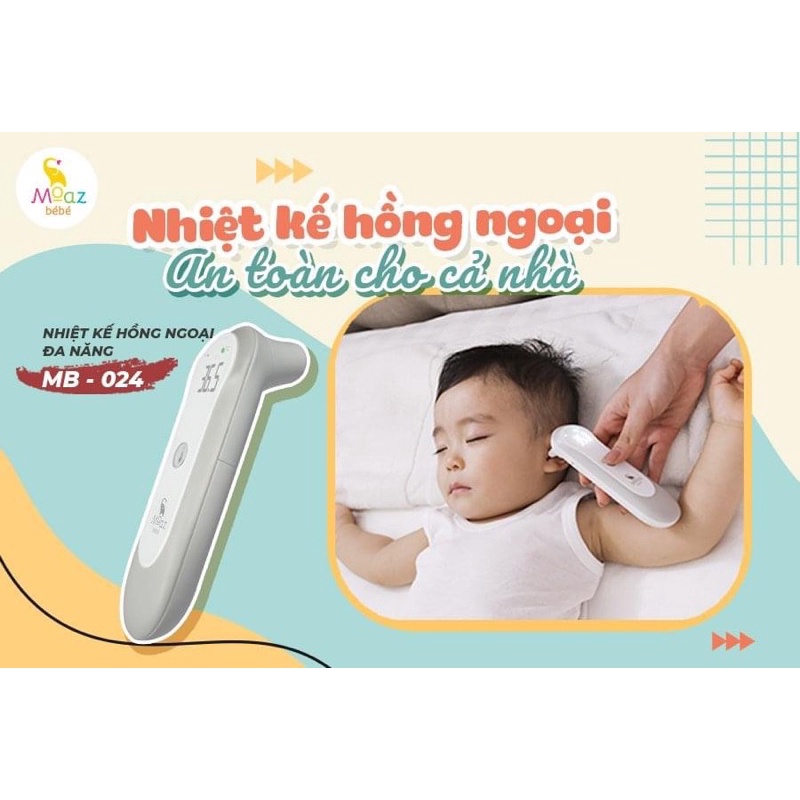Nhiệt kế điện tử, nhiệt kế hồng ngoại, máy đo thân nhiệt, đo nhiệt độ cơ thể moaz bebe MB024