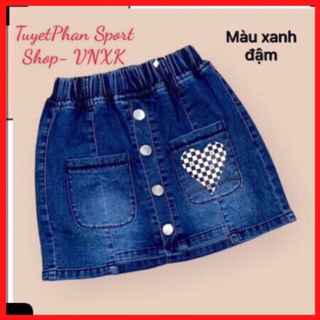 Chân váy bé gái cao cấp từ 5-15 tuổi,Váy Jean trẻ em kèm chip bên trong bigsize từ 25-45kg