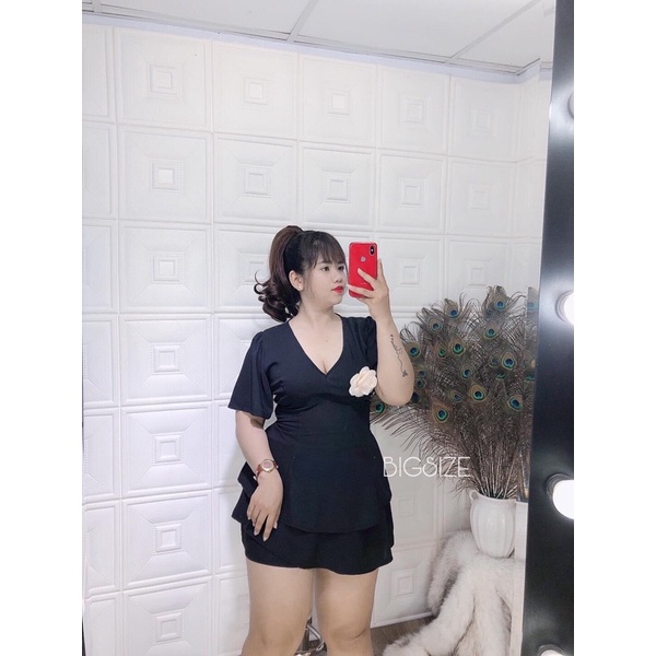 [Set đỏ bigsize]  Set áo peplum quần váy size từ 60-90kg (có size L-XL-XXL)