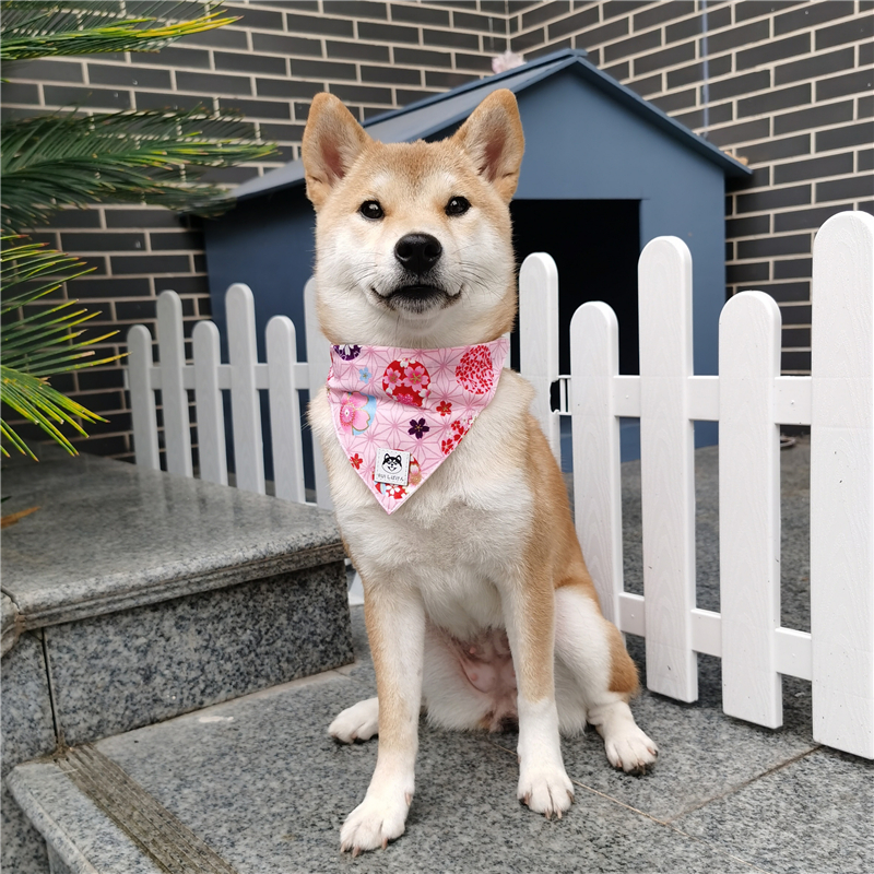 Bông Thủ Công nguyên chất và phong cách Nhật Bản chó vật nuôi mèo Nhật Bản Shiba Inu cổ áo khăn nước bọt Áo sơ mi chó ké