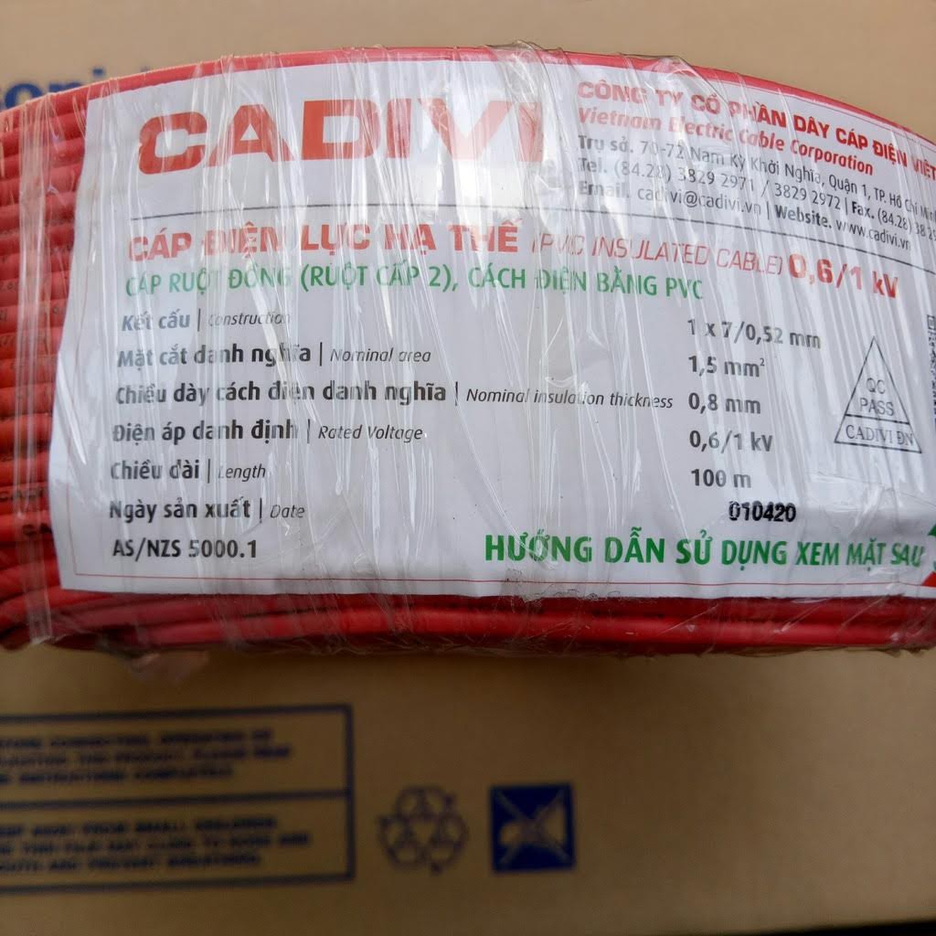 [CADIVI] DÂY ĐIỆN ĐƠN 1.5 - Cuộn 100m