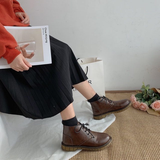 Giày Mori Classic phong cách Nhật retro mùa xuân cổ cao lenvintage màu sắc kiểu Nhật ulzzang xinh xắn da pu