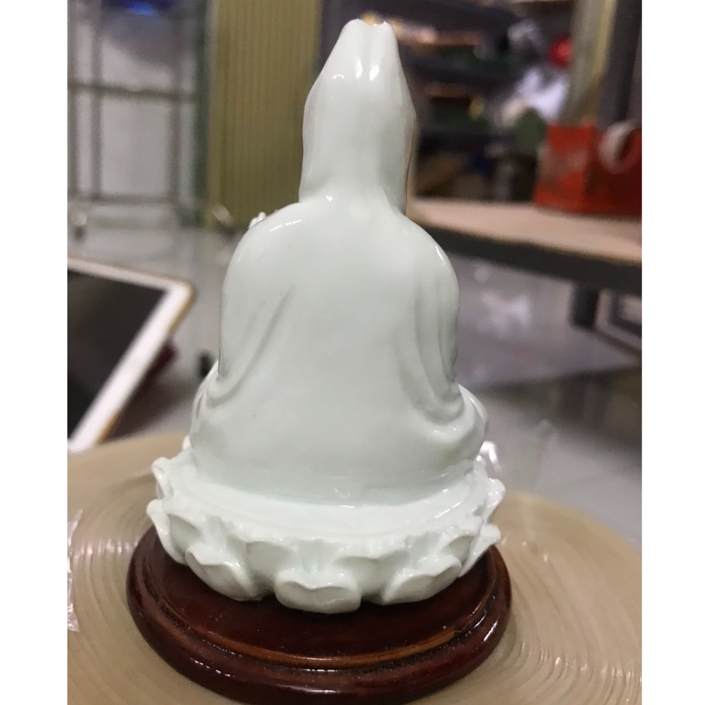 Tượng Quan Thế Âm Bồ Tát Ngồi xanh ngọc cao 9 cm  ,Tượng Phật để bàn làm việc TPT23  - Luxury Art