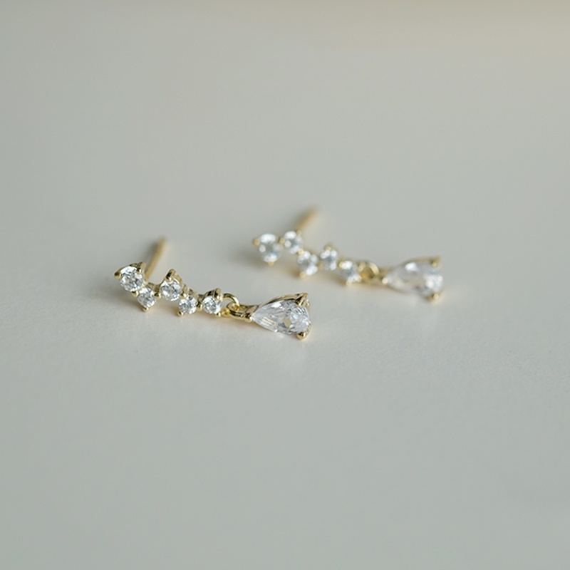 Bông tai hình giọt nước đính đá zircon thời trang dự tiệc cưới cho nữ
