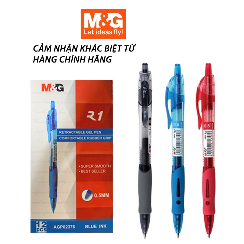 Combo Bút Gel + Ruột M&G R1 AGP02376/MG-1163 0.5mm mực nhanh khô