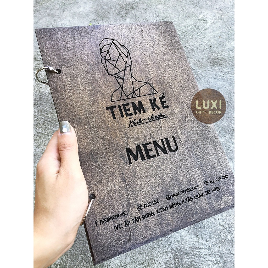 [FREE THIẾT KẾ] Combo 3 quyển Menu khoen tròn - Menu Nhà hàng - Cafe LUXI decor