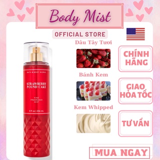 Xịt Thơm Toàn Thân Bath And Body Works - Strawberry Pound Cake Body Mist (236ml)