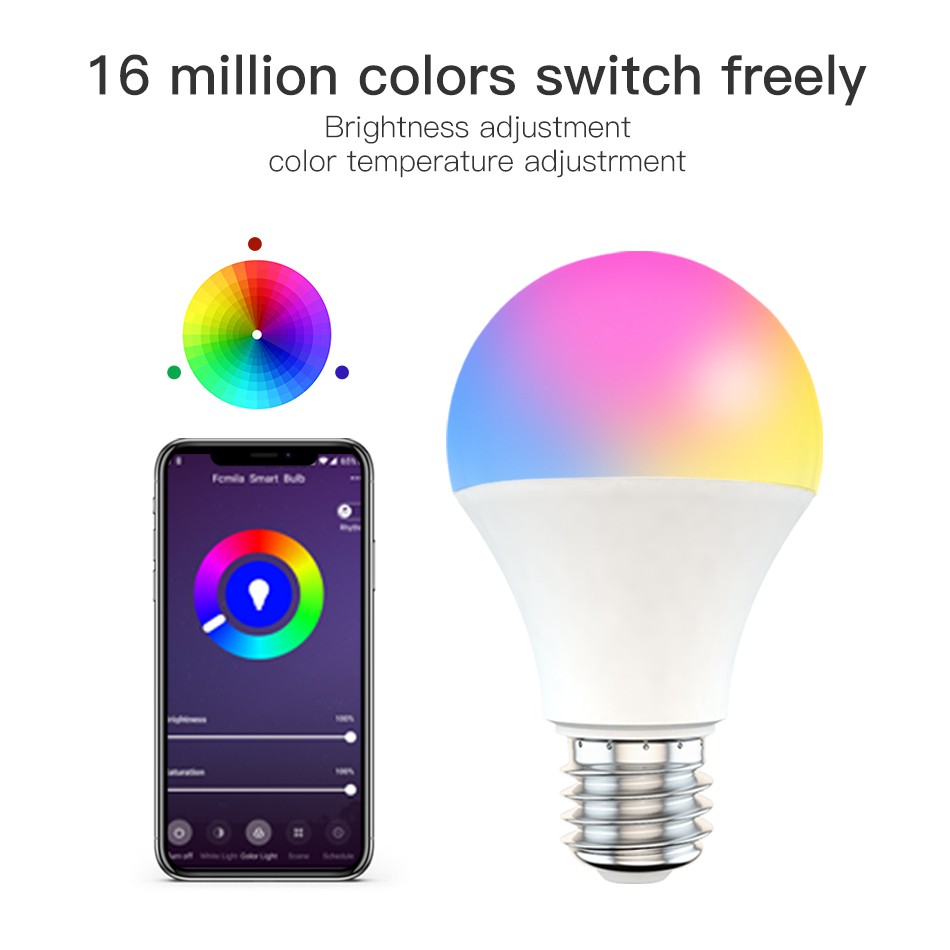 Bóng Đèn Thông Minh 15w Wifi E27 B22 Rgb + Cct Điều Khiển Bằng Giọng Nói Qua Alexa Google