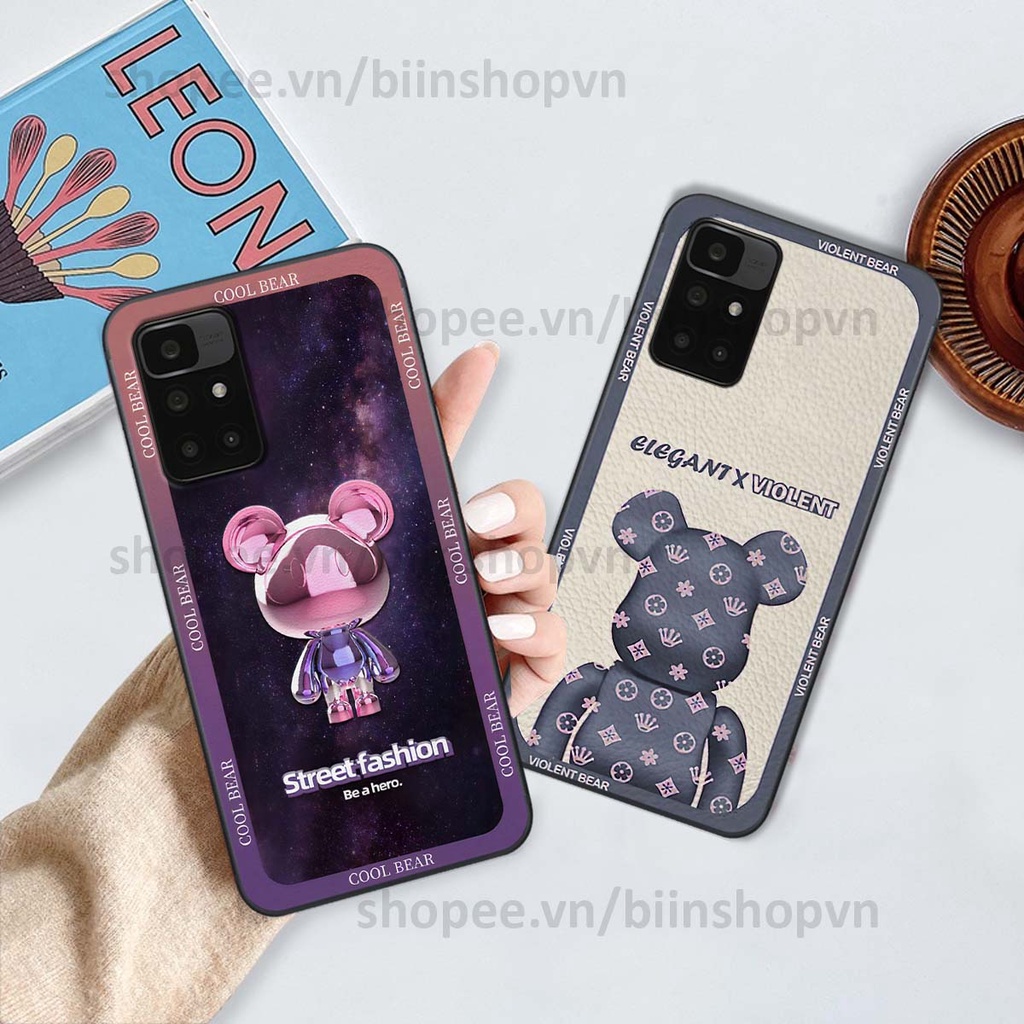Ốp Xiaomi Redmi 10 hình gấu bear brick đẹp độc lạ, thời trang, cá tính