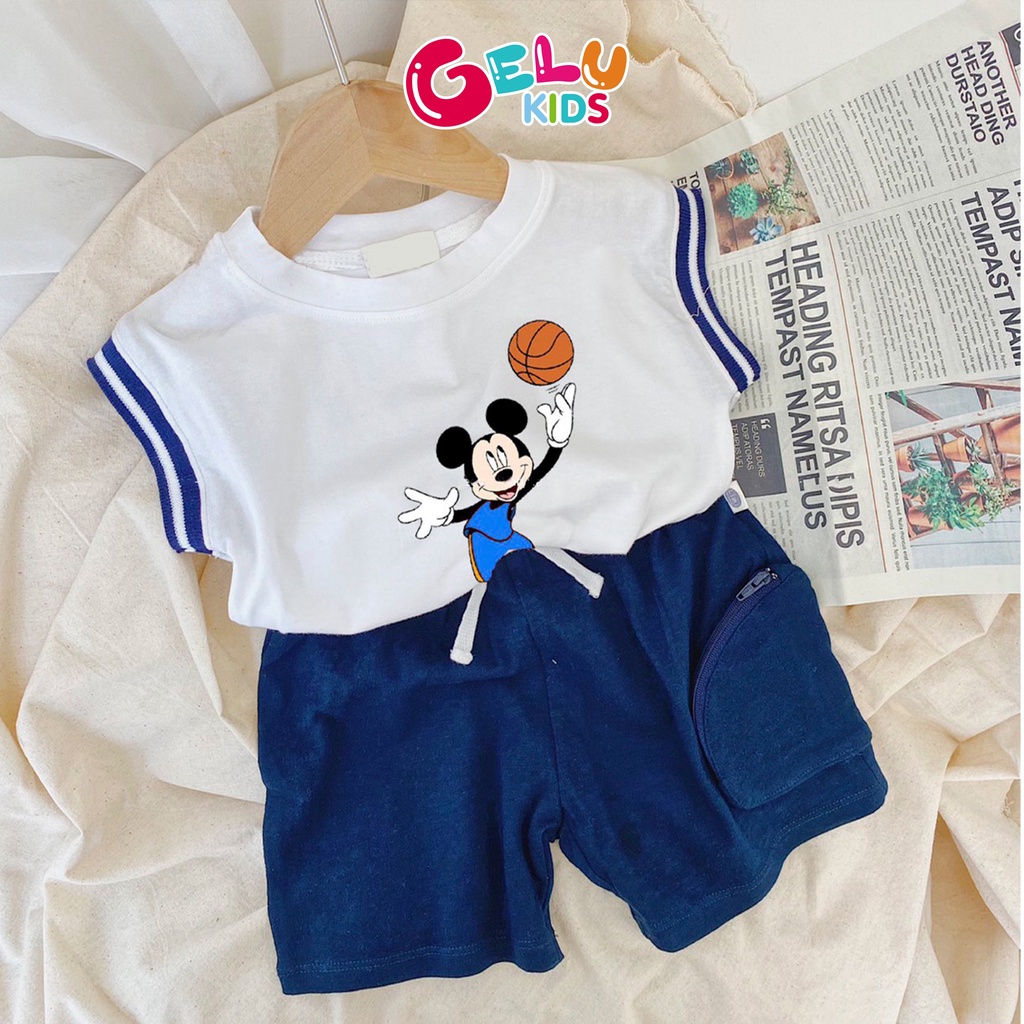 Bộ cộc tay bé trai GELU KIDS mickey chất liệu cotton mềm mịn dáng thể thao năng động - SBU006