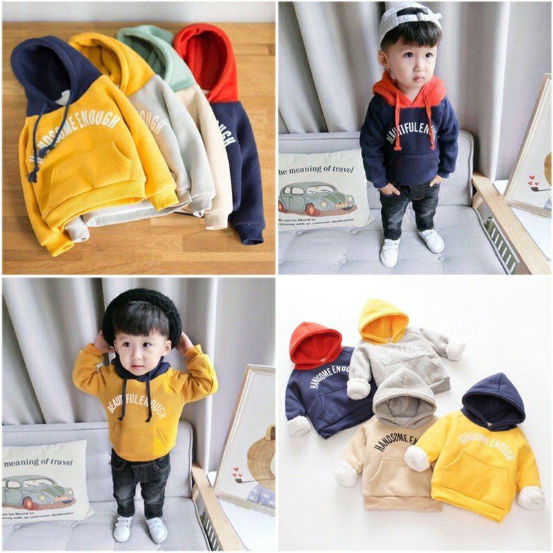 Áo Nỉ Hoodie Cho Bé Mũ Có Dây, Có Túi Chất Nỉ Bông Dầy Dặn Cực Ấm