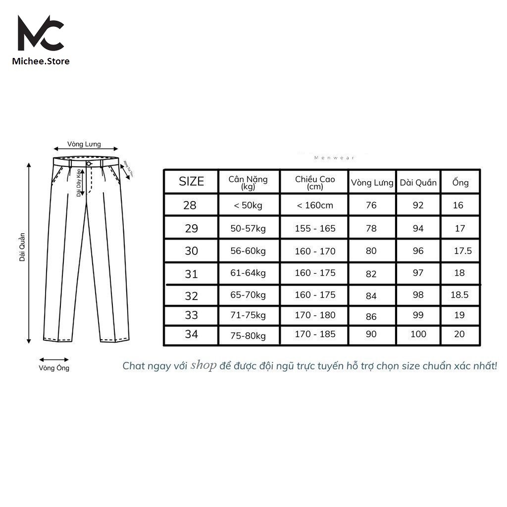 Quần baggy nam ống rộng vải Hàn cao cấp, quần tây âu co giãn Premium thời trang MICHEE- MCA01