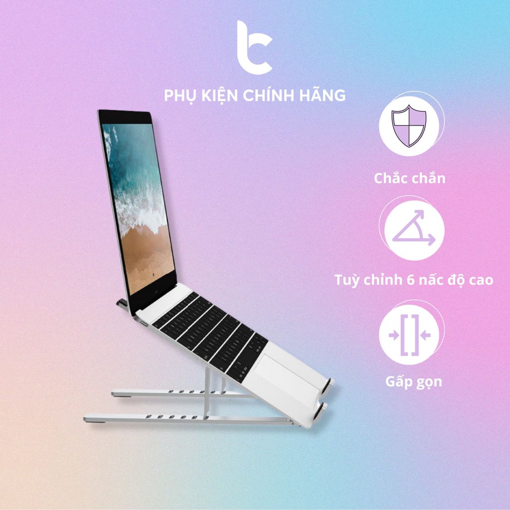 Stand/Đế Nhôm Kê Macbook, Laptop Tản Nhiệt Có Thể Gấp Gọn Và Điều Chỉnh 6 Nấc Độ Cao WIWU