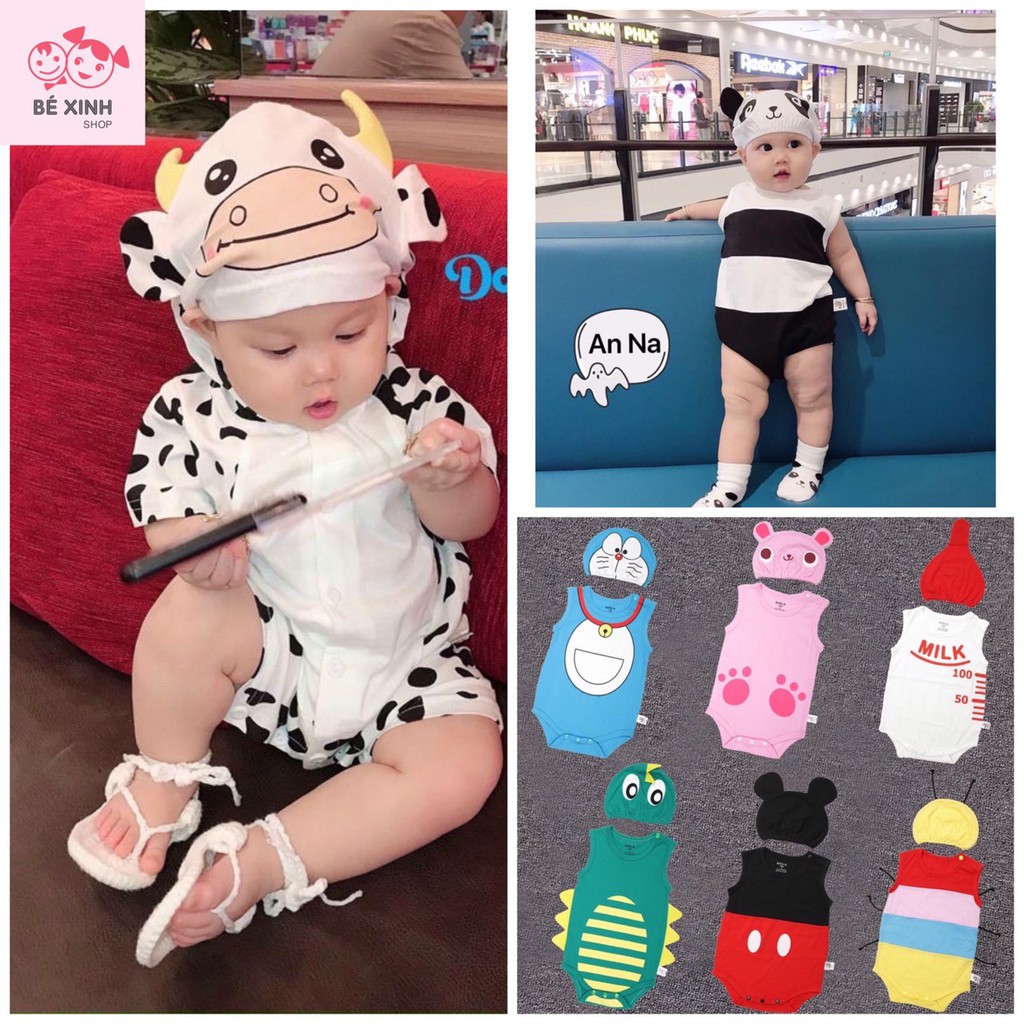 [ Mua 1 tặng 1]set bodysuit thú bé sơ sinh 3-16kg