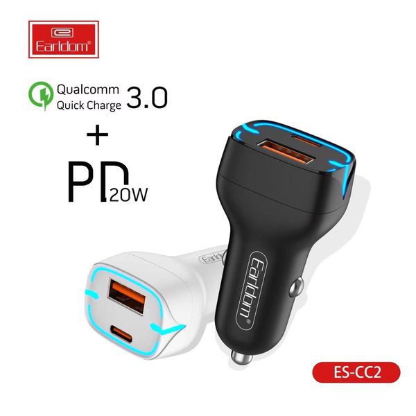 Củ sạc xe hơi cao cấp PD 20W CC2, Tẩu sạt ô tô hai cổng usb, type-C xạc nhanh Qc 3.0 - CEON Shop
