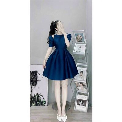 (Sale FreeShip) Đầm nữ đi tiệc thiết kế khoét vai dáng xòe phồng sang chảnh,chất tapta có mút,diện lên siêu chanh sả