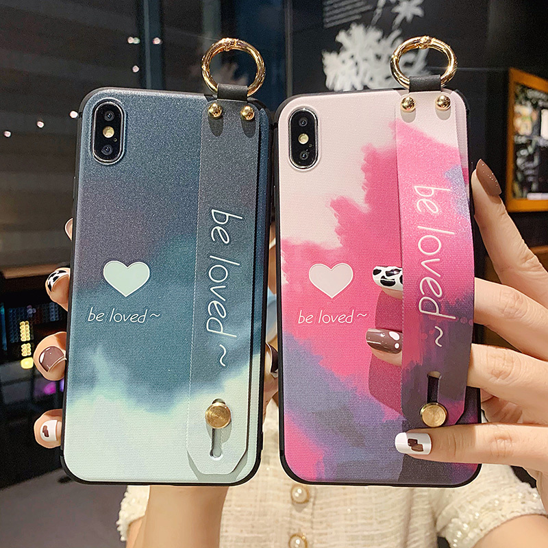 Ốp Điện Thoại Họa Tiết Trái Tim Có Dây Đeo Thời Trang Cho Iphone 7/8/X/Xs/Xr/Se/11 / 12 / Pro / Max / Plus / Mini