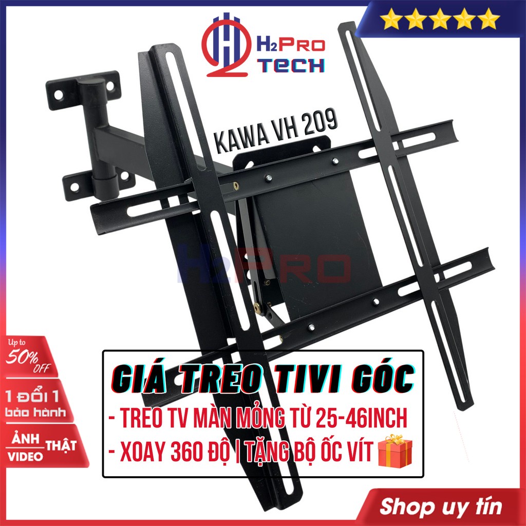 Giá Treo Tivi Xoay, Giá Treo Tv Góc Đa Năng Kawa VH209 Cao Cấp, Áp Dụng Tivi 25-46In Màn Phẳng, Xoay 360 Độ-H2Pro Tech