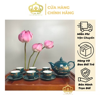 Bộ ấm chén uống trà bát tràng cao cấp, bộ ấm trà gốm sứ - mộc hương giang