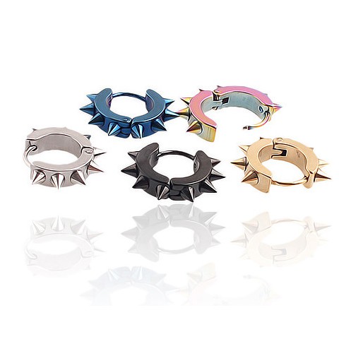 Khuyên tai nam Inox nhiều màu cá tính hip hop hikaru loại trơn