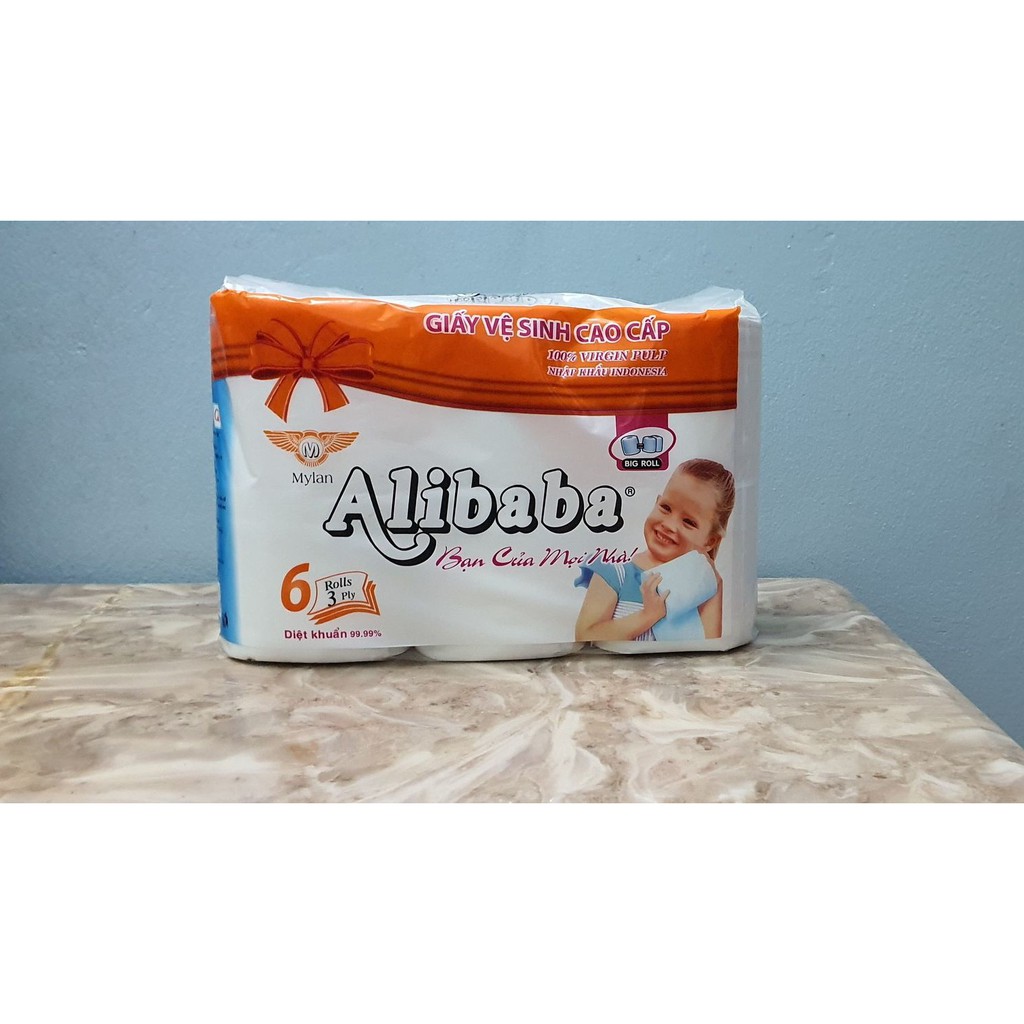 1 XÁCH 6 Cuộn Giấy vệ sinh ALIBABA Có LÕI em bé