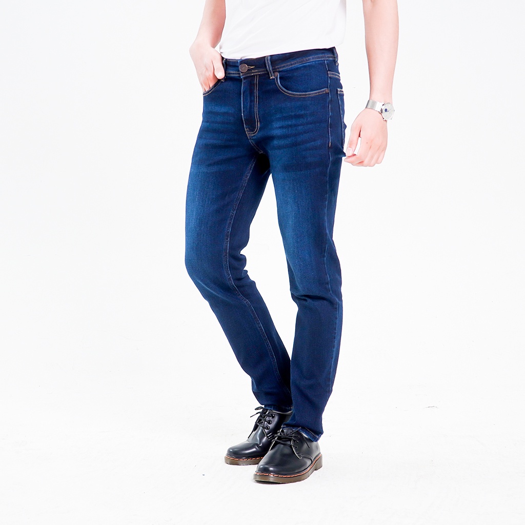 Quần Jean Nam H90, Ống Côn Dáng Ôm Slimfit, Chất Bò Co Giãn Vận Động Thoải Mái, Vải Mềm Mịn, Bền Màu HTRJ004