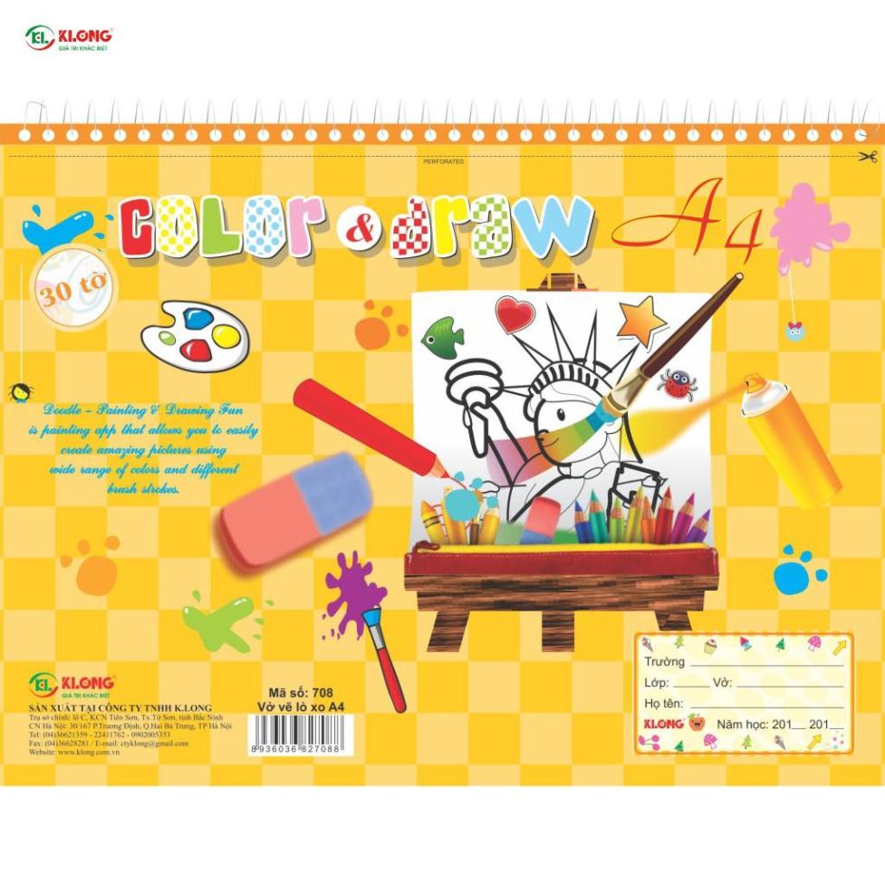 Vở vẽ lò xo xé A4. 30 tờ 100/84; MS: 708