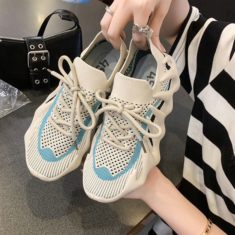 Giày Thể Thao Vải Dệt Kim Đế Mềm Thoáng Khí Phong Cách Mùa Xuân 2022