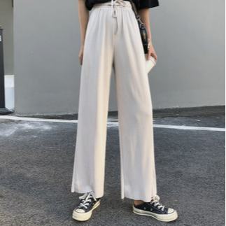 Quần ống rộng lưng cao vải lụa lạnh mỏng thời trang xuân hè dành cho nữ