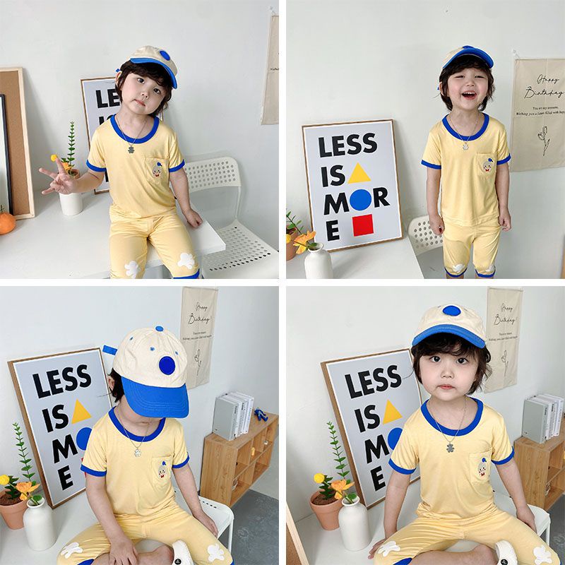 Bộ Đồ Ngủ Tay Ngắn Cổ Tròn Thời Trang Mùa Hè Cho Bé