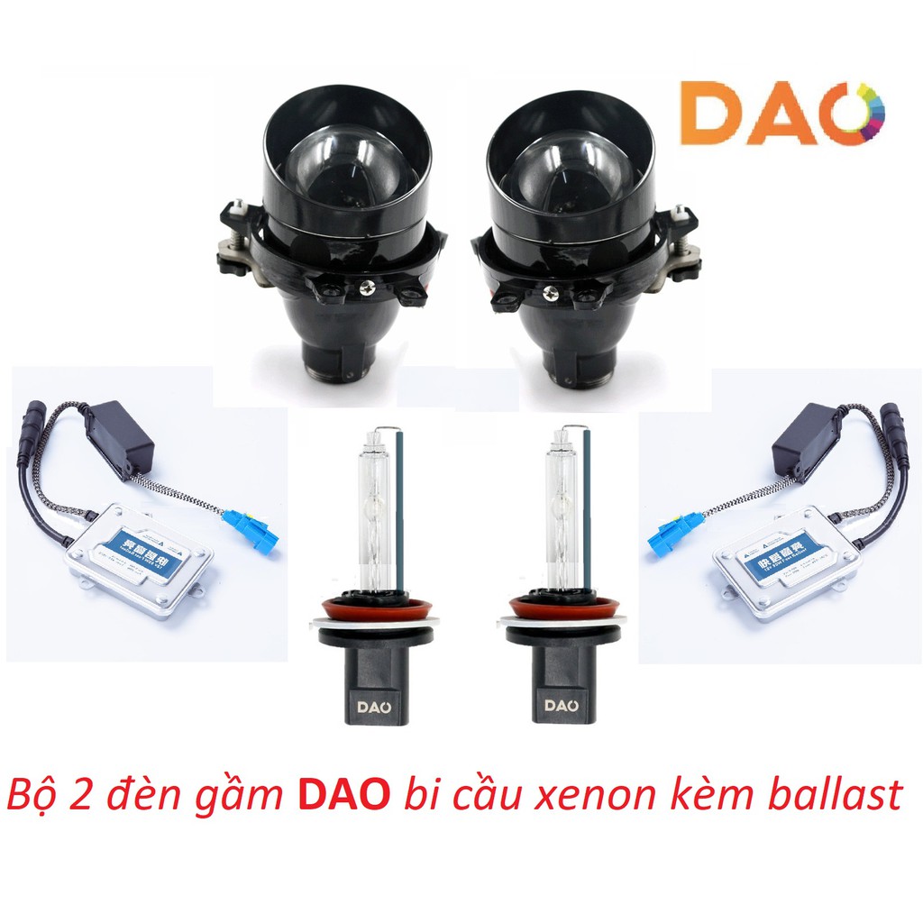 Bộ 2 bi gầm 3inch đèn Xenon DAO ballast 55W 2 chế độ pha cos phá sương siêu sáng cho ô tô xe máy