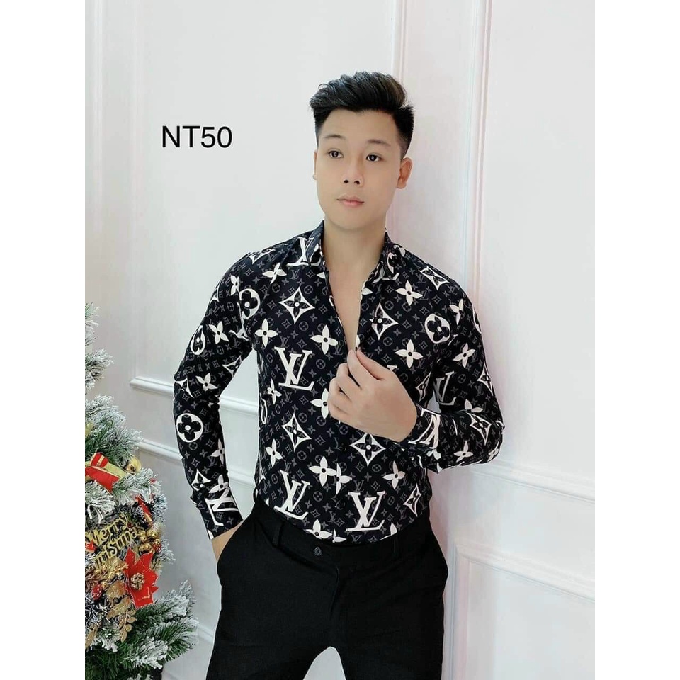 ÁO SƠ MI NAM TAY DÀI VẢI LỤA MỀM MÁT HOẠ TIẾT 3D NV CỰC PHONG CÁCH