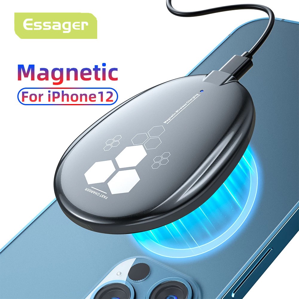 EssagerĐế sạc không dây từ tính  hỗ trợ sạc nhanh 15W Qi Apple iPhone 12 11 Pro Max Mini X