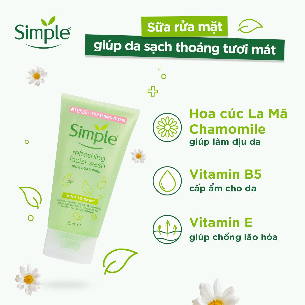 Combo Simple Tẩy trang Micellar + Sữa rửa mặt + Nước hoa hồng Toner cho da sạch khỏe đàn hồi [CHÍNH HÃNG ĐỘC QUYỀN]