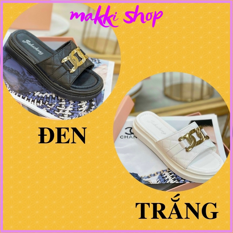 Dép nữ quai ngang xích, dép nữ thời trang đẹp giá rẻ MAKKI SHOP TD503