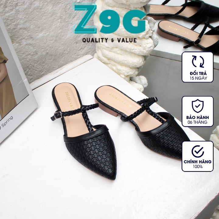 Giày Bít Mũi, Giày Mũi Nhọn - Phối Quai Nhún Gót Cao 2cm el018