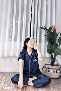 Set bộ phi lụa nơ Quần dài tay ngắn