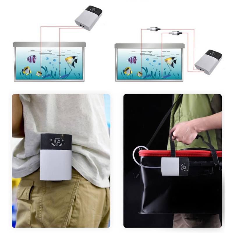 Máy Bơm Oxy Mini Yên Tĩnh Di Động Cho Bể Cá