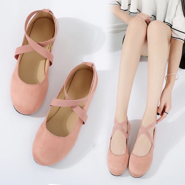 Giày búp bê ballet dây chéo